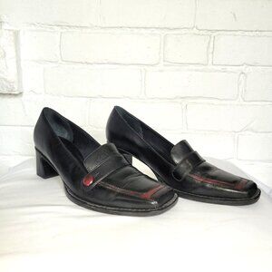Vintage 90s Y2K La Diva Black Square Toed Loafers Size 7.5 B